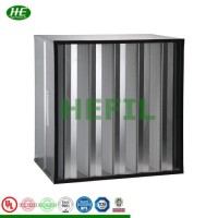 Competitive Price Compact Plastic Frame Glassfiber Mini Pleat Industrial V-Bank Cell Rigid Type H13
