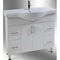 White Glossy MDF Bathroom Vanity Cabinet with Ceramic Basin (AF-120)