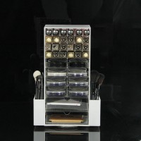 Custom Compartment Lucite Acrylic Makeup Desk Organizer and Storage with Drawer and Pocket for Cosme