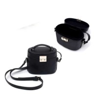 Luxury Black Leather Lady's Bag Storage Box Bag (8247)