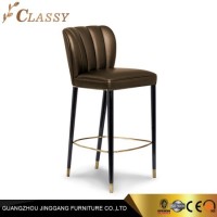 Quality Modern Leather Velvet Bar Chair Bar Stool with Metal Legs