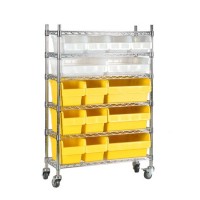Warehouse Use Wire Shelf Trolley  Chromed Wire Shelving