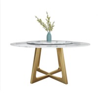 Nordic Marble Round Dining Table Modern Minimalist Dining Table with Turntable 0547
