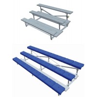 3 Rows Aluminum Bench Bleacher Seats with Planks and Backrests