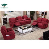 Most Popular Fabric Recliner Couch Set Home Theater Wood Frame Sofa