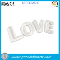 White Love Letters Novelty Ceramic Plates