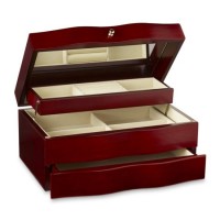 Korean Lacquer Jewellery Wooden Case Door Wood Jewelry Storage Box with Lock