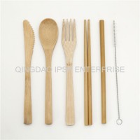 Natural Tableware Biodegradable Bamboo Cutlery Set Traveling Flat Cutlery