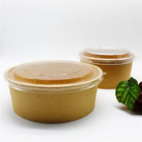 Kraft Paper Salad Bowl with Lid for Hot Food Container