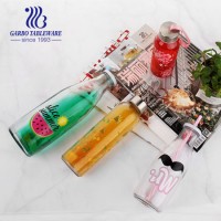 1 Liter Clear Colored Frosted or Decal Logo Glass Bottle with Stopper Beverage Mineral Water Juice M