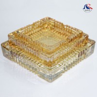 Large Size Gold Plating Decorative Glass Ashtray Smoking Accessories