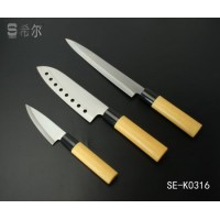 3PCS Kitchen Knife Set /Fillet Knife/Japanese Sushi Knife/Chef Knife/Fruit Knife with Plastic Como H