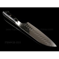 7 Inch Santoku Damascus Pattern Steel Core Vg10 Blade with Black G10 Handle Japanese Style Kitchen K