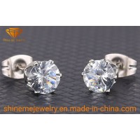 Fashion Creative Crystal Earrings Titanium Steel Six-Claw Diamond Stud Earrings Stainless Steel Zirc