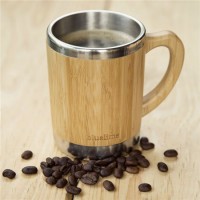 Non Slip Stainless Steel Innner Wooden Coffee Cup with Lid