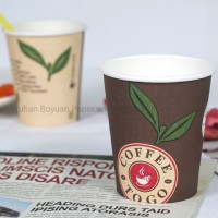 Customized Logo Printed Single Wall Disposable Paper Cups for Hot Beverage / Coffee / Espresso / Cap