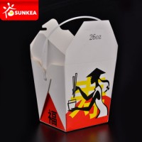 Disposable Chinese Paper Food Pails with Handle