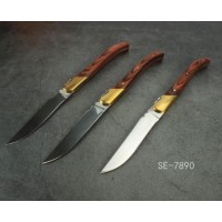 High Quality Stainless Steel Laguiole Steak Knife with Pakka Wood Handle and Copper Bolster (SE-K789