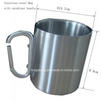Camping Travelling Coffee Mug with Carabiner  220ml Stainless Steel Coffee Carabiner Cup  Portable R