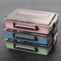 Stainless Steel 304 Divided Lunch Box Bento with Soup Bowl Chopsticks Spoon No. Lb73