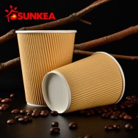 Sunkea Custom Logo Corrugated Wall Double Wall Coffee Paper Cup