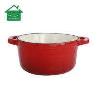 Red Enamel Cast Iron Casserole Dish with Cast Iron Handle