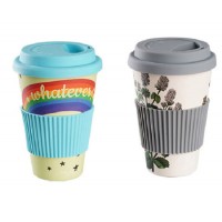 Eco-Friendly Bamboo Fiber Coffee Tea Milk Cup Mug with Lid Drinking Water Bottle