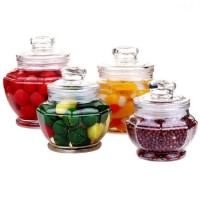 1000ml Clear Glass Food Jar Candy Container with Glass Lids