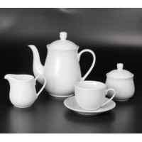 15 Piece European Classical Porcelain Tea Set  Pure White Coffee Tea Sets for Household and Wedding