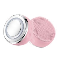 2 in 1 Electric Deep Facial Cleaning Brush Hot Compress LED Light Therapy Skin Scrubber Ultrasonic F