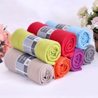 Portable Solid Color Polar Fleece Travel Blanket with Paper Tapes.