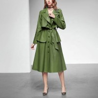 OEM Women Winter Fashion Slimming Faux Leather Trench Coats