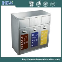 Stainless Steel Three Compartments Recycling Waste Bin