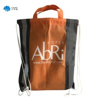Promotional Custom Cheap Non Woven Drawstring Wholesale Backpack Bag with Reflective Stripe