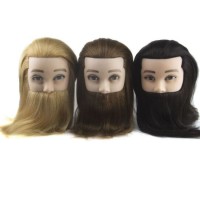 Male 100% Real Human Hair Mannequin Practice Training Head with Beard Barber Hairdressing Manikin Do