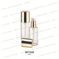 Glass Lotion Bottle Shiny Electroplate Gold Cap Collar 30ml