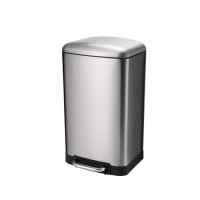 30L Brushed Stainless Steel Waste Bin Pedal Operated with Removable Inner Bucket  Hands Free  Soft C