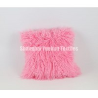 Pink Color Curly Long Pillow Customize Mongolian Fur Pillow Plush Pillows Wholesale