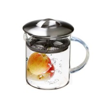 Small Heat-Resistant Glass Teapot with Metal Lid