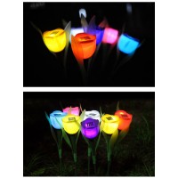 Colorful LED Solar Powered Landscape Lamp Night Garden Decorative Rose Light