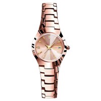 Custom Logo Brand Brown Tungsten Steel Quartz Wrist Watch with Date Fashion Ladies Watch Women