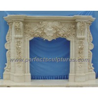 Home Decorative Natural Stone Mantel Marble Surround Carving Fireplace for Indoor Decoration (QY-LS2