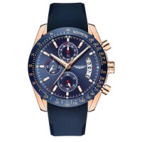 New Arrival Luxury Men High Quality Silicon Strap Chronograph Quartz Watch