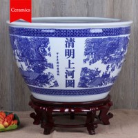 Fashionable Chinese Style Household Ceramic Decorations Big Ceramic Flower Pots Blue and White Ceram