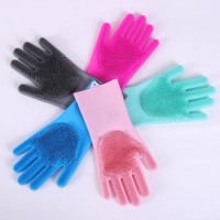 New Product BPA Free Kitchen Cleaning Scrubber Reusable Silicone Dishwashing Gloves