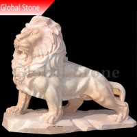 Hand Carved Marble Stone Animal Statue Lion Sculpture (GSS-220)