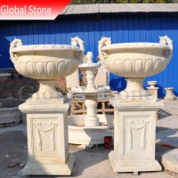 Customized Garden Furniture Marble Planter Antique Stone Flower Pot (GSP-210)