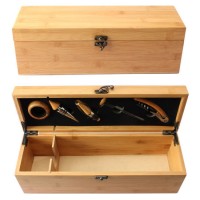 Custom Bamboo Wooden Wine Whiskey Packaging Box for 1 Bottles Wine Storage Case