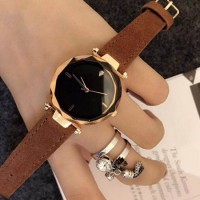 Suede Leather Strap Lady Watch
