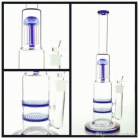 Hand Made Glass Smoking Water Pipe with Two Layer Honeycomb and Arms